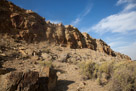 An overview of the cliff face where the petroglyphs are located. From here it looks like just any other cliff in Wyoming.