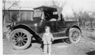 Aged 19 months, 7 days.
December 26, 1943.
Picture was taken on Mr EE Scoggins 50th wedding anniversary. The car is Mr. Scoggin's and it was 26 years old at the time. I think the car is a 1918 or 1919 Dodge. Feel free to correct me.