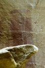 And now this figure in isolation. There was definitely some detail around the top of this figure originally. And there is some pigment to the left of the figure.