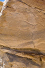 A geometric shield pattern. Note that the shield is fringed. There are some markings to the upper right. Do they represent some sort of weapon? Decoration? Are unrelated to the shield.